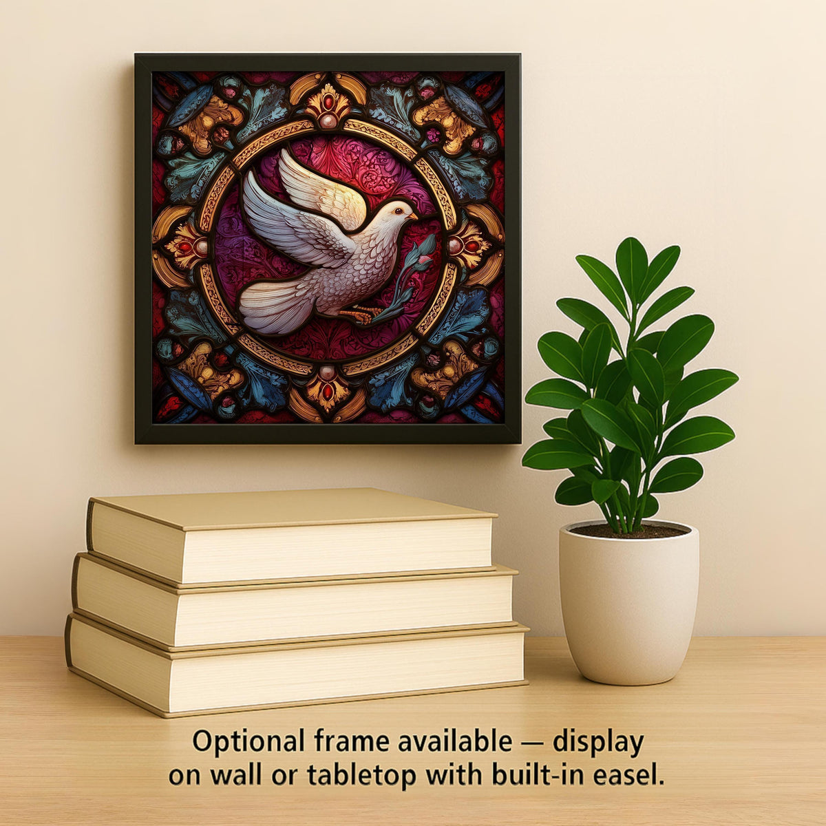 Dove Gift Ceramic Tile Wall Art Stained Glass Style Peace Dove Decor Christian Home Gift Spiritual Bird Tile