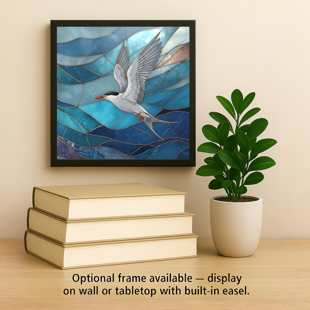 Tern Coastal Wall Art Ceramic Tile Stained Glass Style Ocean Bird Decor Nautical Beach House Nature Gift Tile