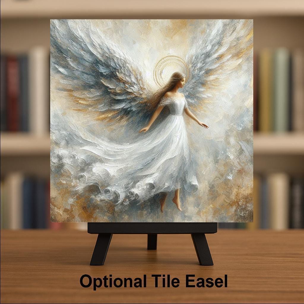 Angel Ceramic Art Tile: Faith Wall Decor Christian Gift Religious Home Decor Wall Art