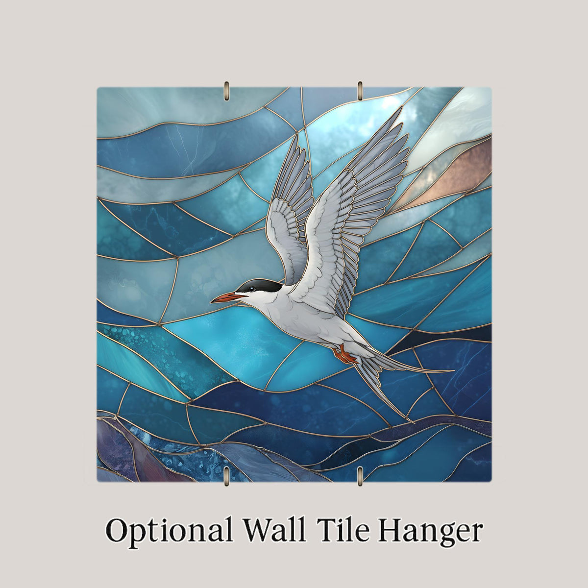 Tern Coastal Wall Art Ceramic Tile Stained Glass Style Ocean Bird Decor Nautical Beach House Nature Gift Tile