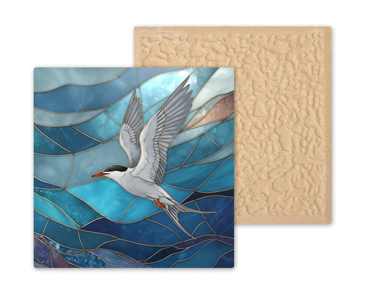 Tern Coastal Wall Art Ceramic Tile Stained Glass Style Ocean Bird Decor Nautical Beach House Nature Gift Tile