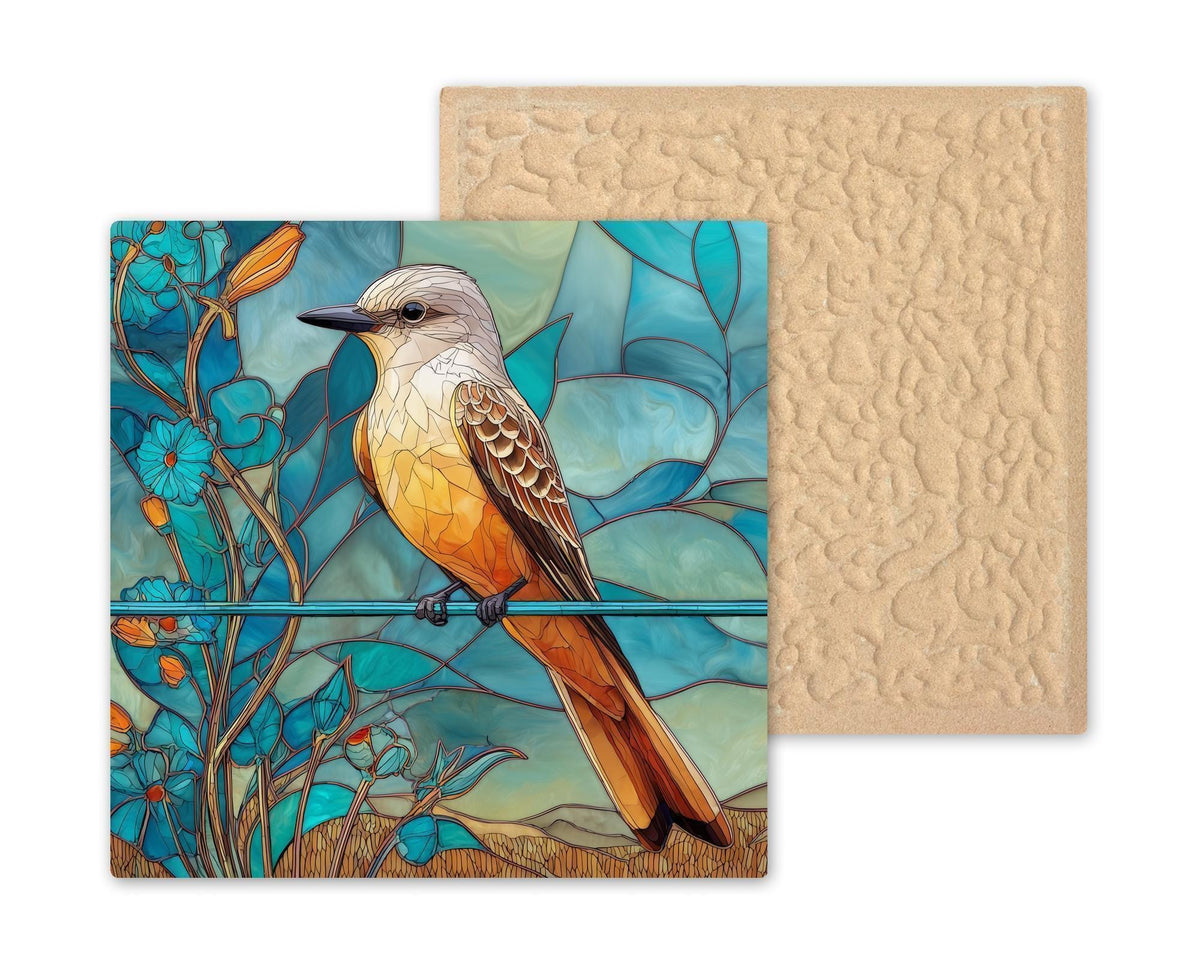 Scissor Tail Flycatcher Wall Art Ceramic Tile Bird Lover Gift Nature Decor Stained Glass Style Art Bird Gift Tile