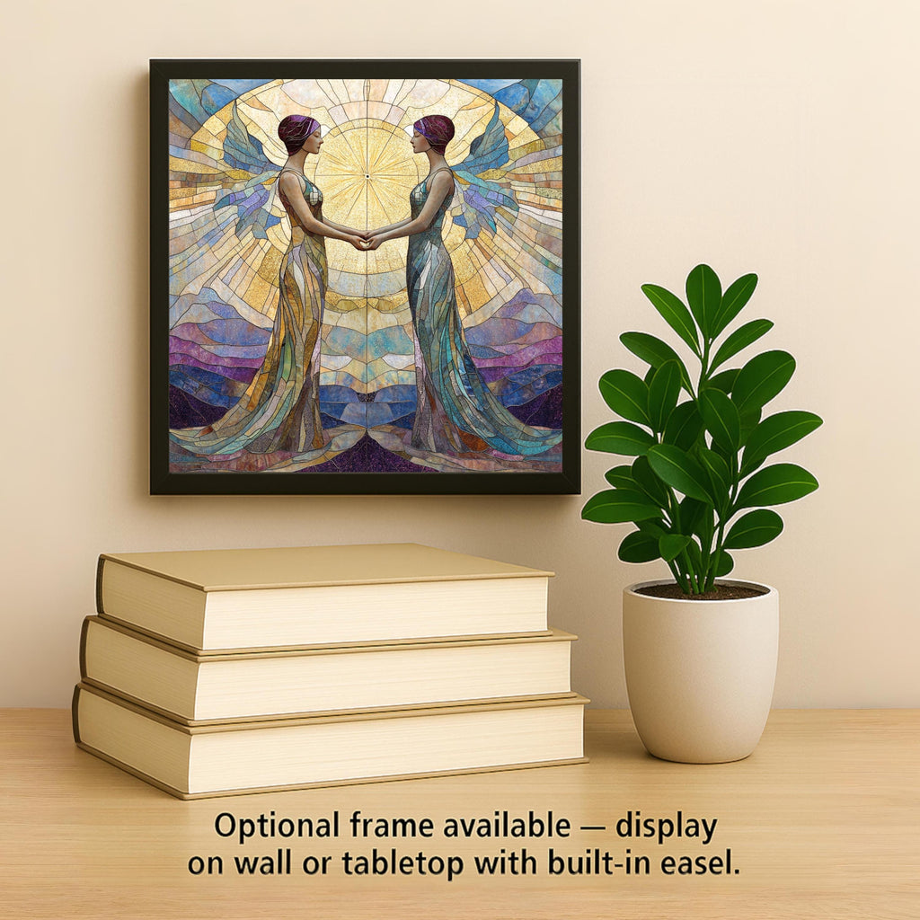 Gemini Zodiac Wall Art Ceramic Tile Astrology Gift Stained Glass Style Decor Twin Symbol Art Gemini Lover Gift Tile