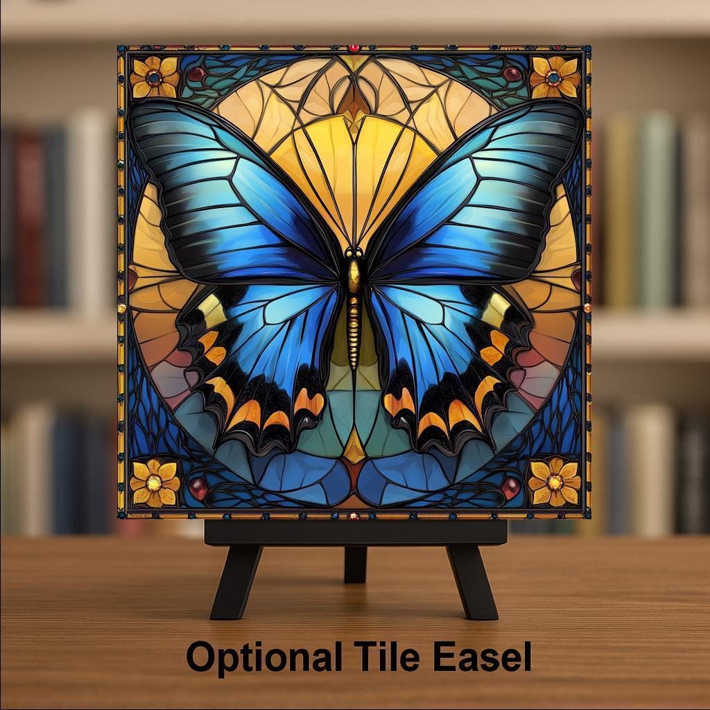 Monarch Butterfly Ceramic Tile Wall Art William Morris Style Garden Nature Art Nouveau Botanical Spring Decor