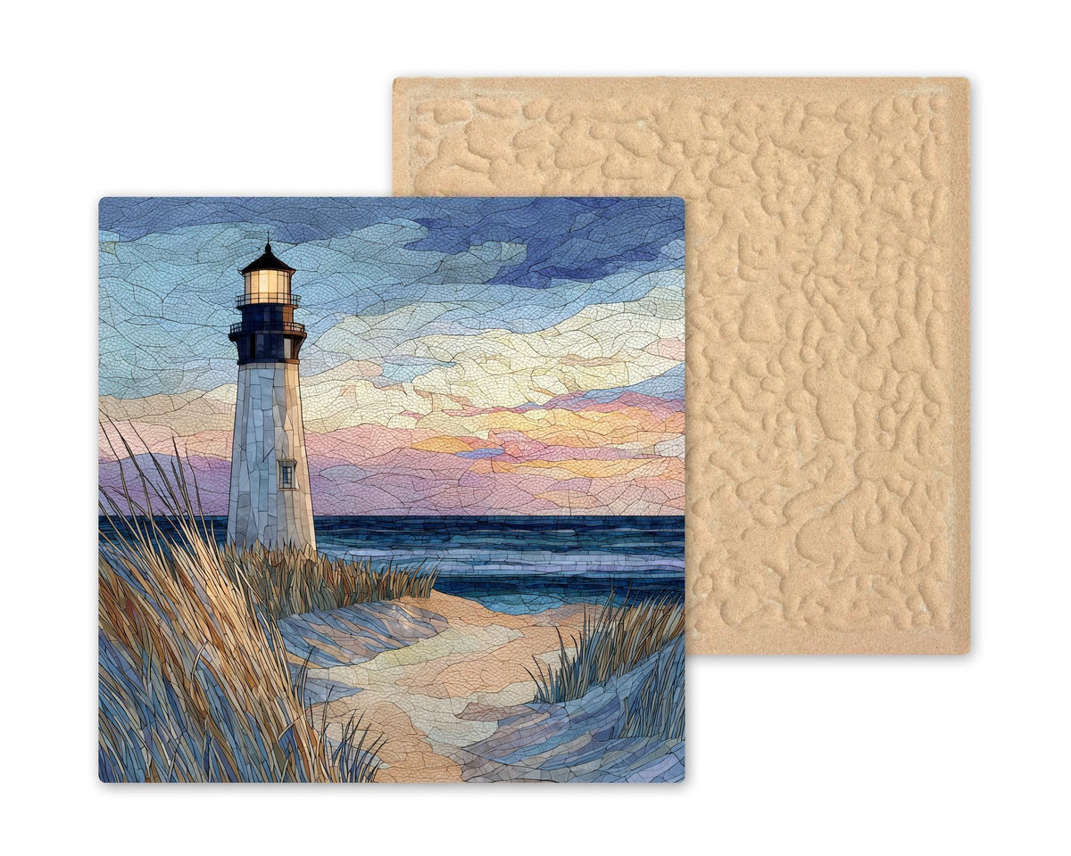 Lighthouse Ceramic Tile Wall Art – Stained Glass Style Coastal Decor, Beach Lighthouse Wall Decor Home Decor Gift