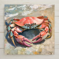 Realistic crab ceramic tile art in soothing coastal tones, perfect for beach-inspired home decor, nautical-themed kitchens, or ocean-themed gifts. The glossy ceramic finish highlights the painterly marine design, making it an ideal choice for sea life enthusiasts or summer home accents.