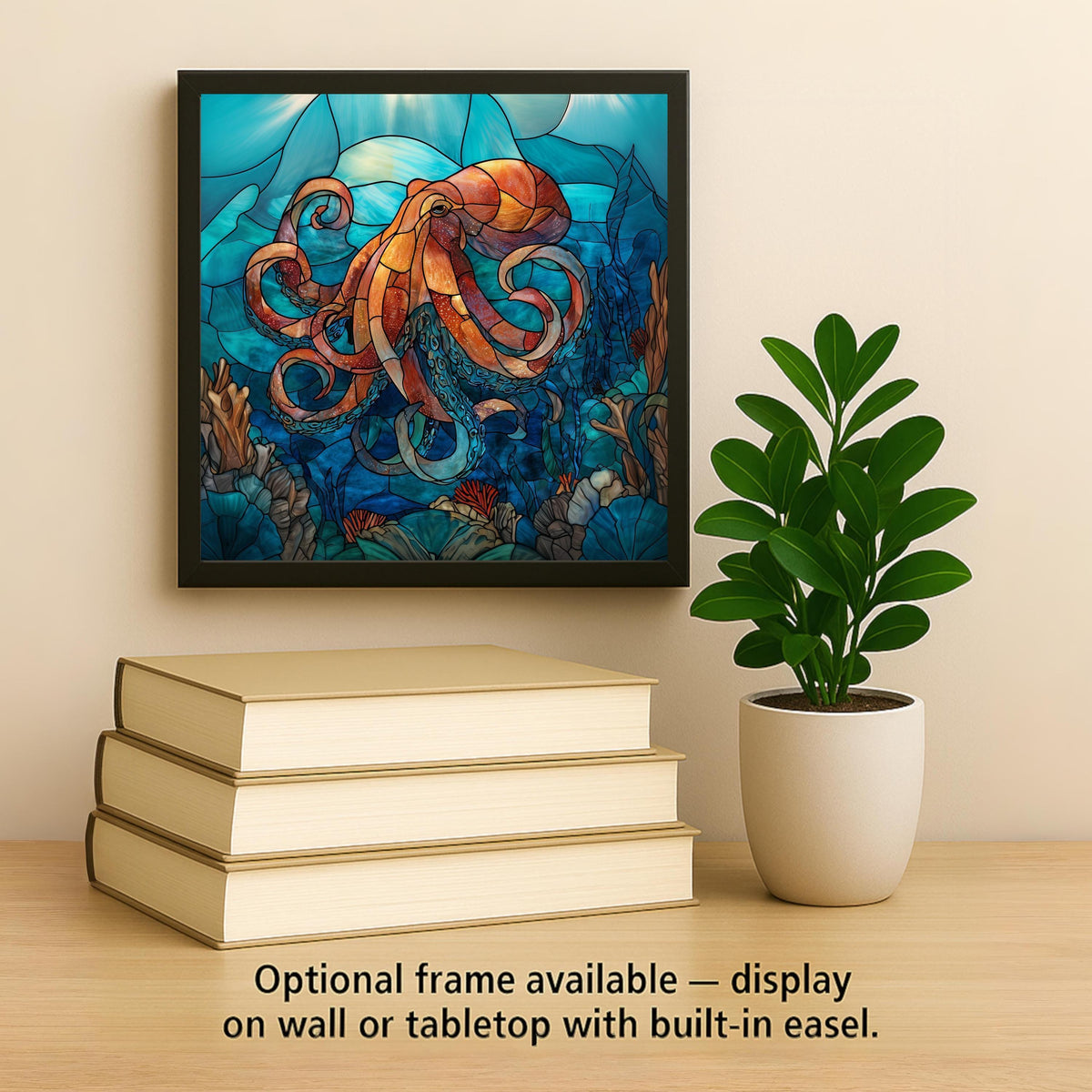 Octopus Ceramic Art Tile – Marine Life Ocean Wall Decor, Coastal Nautical Sea Creature Gift