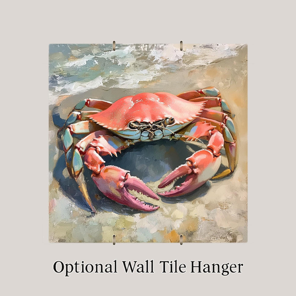 Crab Wall Art Ceramic Tile Nautical Beach Gift Marine Art Coastal Bathroom Decor Crab Lover Gift Tile