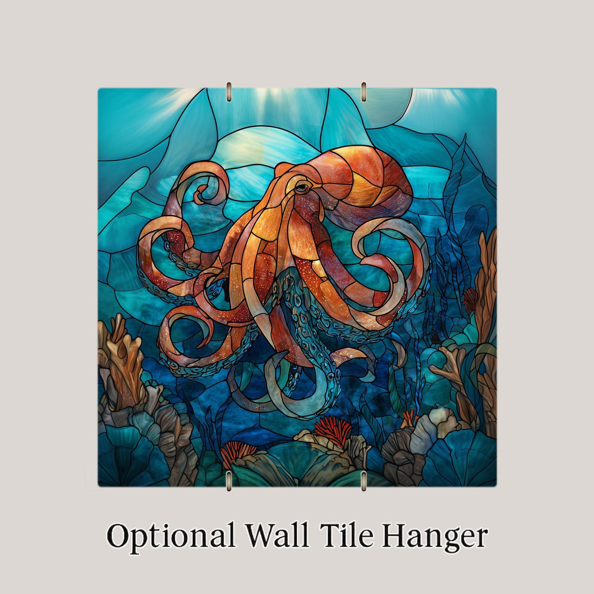 Octopus Ceramic Art Tile – Marine Life Ocean Wall Decor, Coastal Nautical Sea Creature Gift