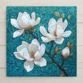 Graceful white magnolias bloom on this handmade ceramic tile. A perfect floral accent for spring home decor or a thoughtful botanical gift for her.