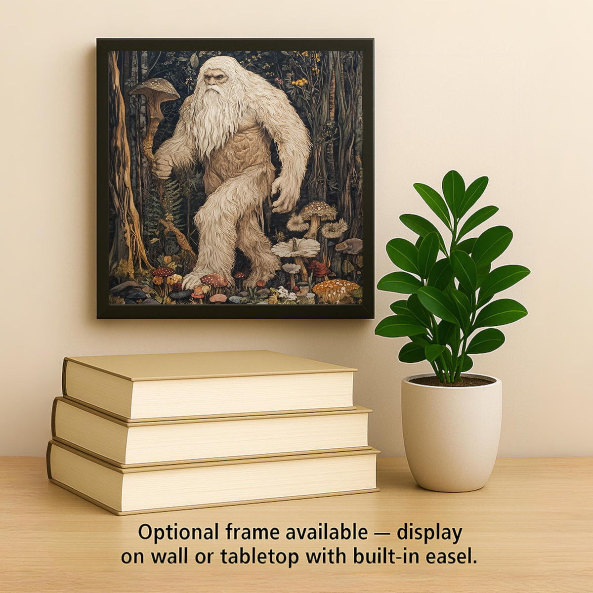 Bigfoot Wall Art Ceramic Tile Art Nouveau Forest Decor Sasquatch Tile Pacific Northwest Art Woodland Nature Art