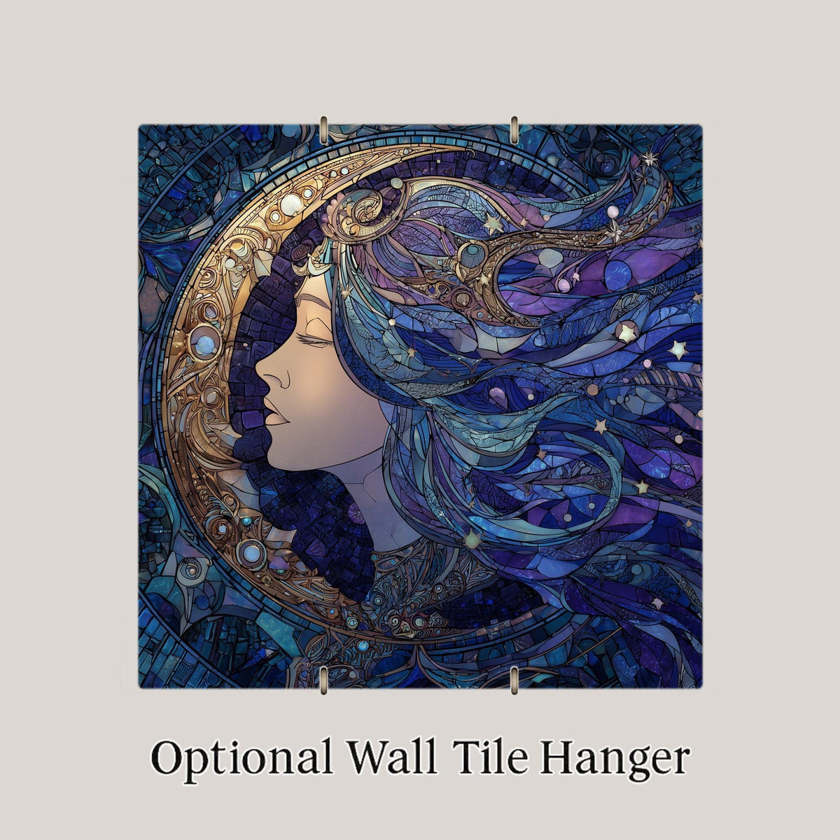 Moon Goddess Ceramic Art Tile: Night Sky Wall Decor Mystical Home Decor Celestial Wall Art Witchy Boho Lunar Moon Phase Mystical Art