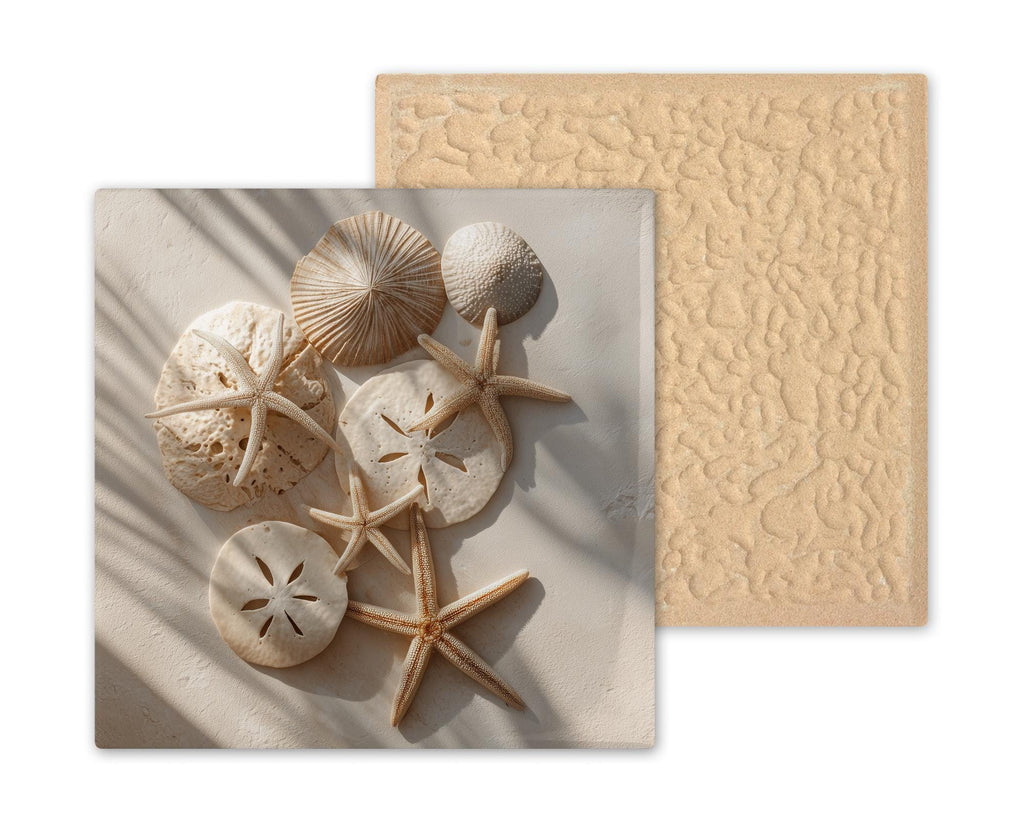 Starfish Sand Dollar Wall Art Ceramic Tile Coastal Beach Decor Nautical Wall Decor Ocean Beach House Gift Accent Tile