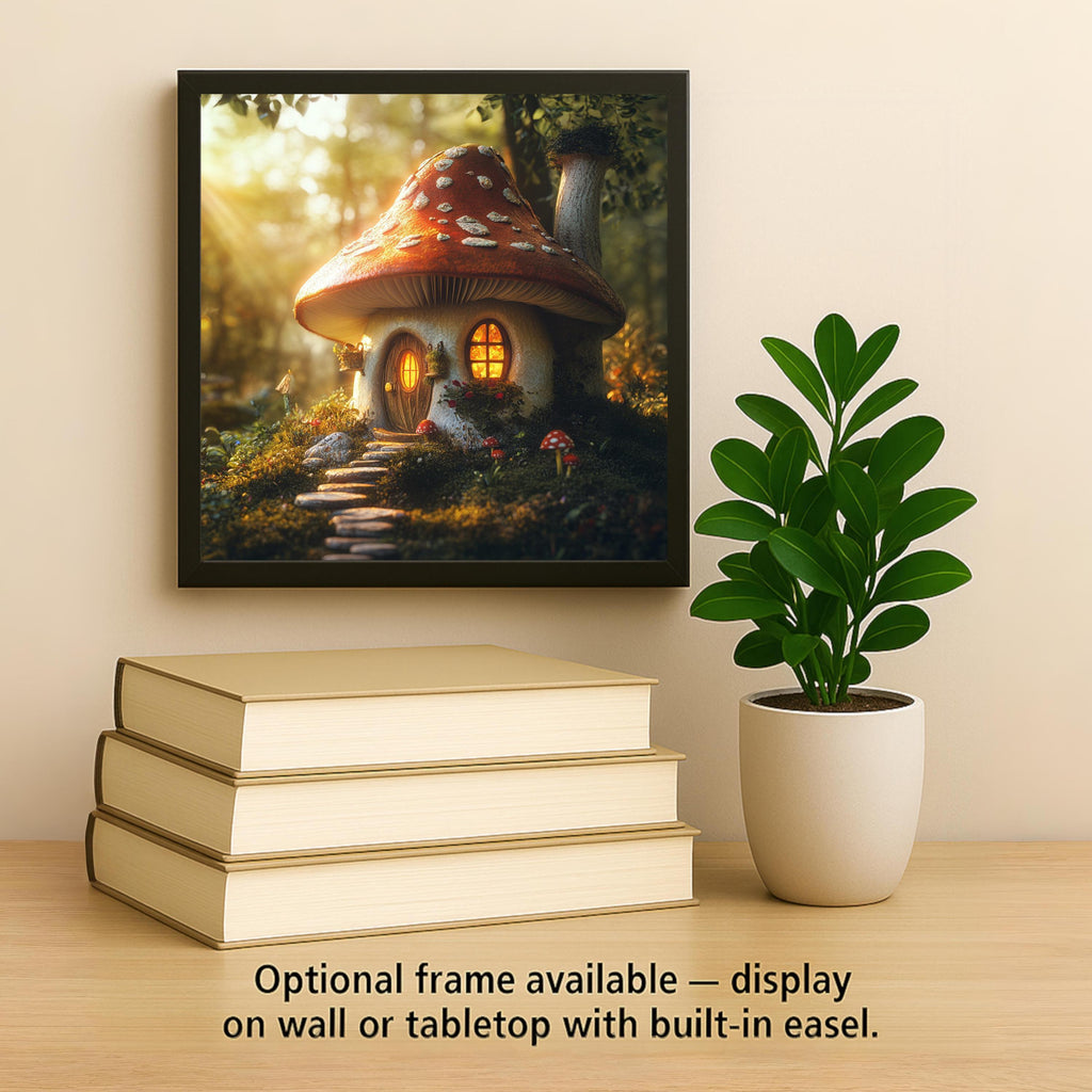 Mushroom House Ceramic Art Tile: Cabin Wall Decor Nature Lover Gift Woodland Home Decor Wall Art Fairy Mushroom Fairycore Garden Whimsical