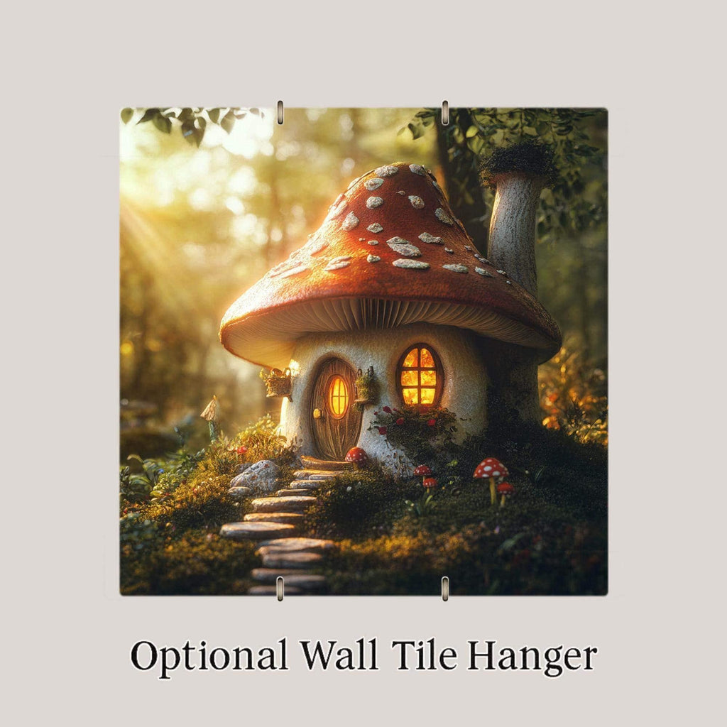 Mushroom House Ceramic Art Tile: Cabin Wall Decor Nature Lover Gift Woodland Home Decor Wall Art Fairy Mushroom Fairycore Garden Whimsical