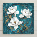 Elegant magnolia blossoms bloom in Art Nouveau style on this ceramic tile. A beautiful floral wall accent and a thoughtful gift for her or flower lovers.