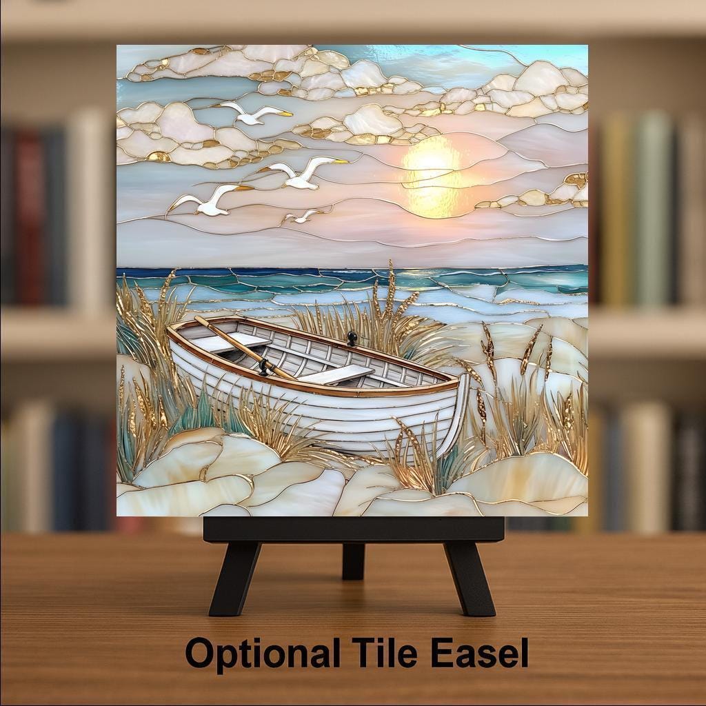 Coastal Sunset Wall Art Ceramic Tile – Beach Wall Art Ceramic Tile – Coastal Home Decor, Nautical Wall Decor, Ocean Cottage Decor