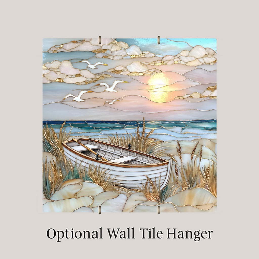 Coastal Sunset Wall Art Ceramic Tile – Beach Wall Art Ceramic Tile – Coastal Home Decor, Nautical Wall Decor, Ocean Cottage Decor