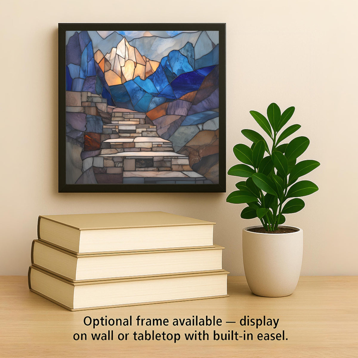Mountain Stairway Wall Art Ceramic Tile Inspirational Gift Spiritual Decor Journey Art Entryway Tile