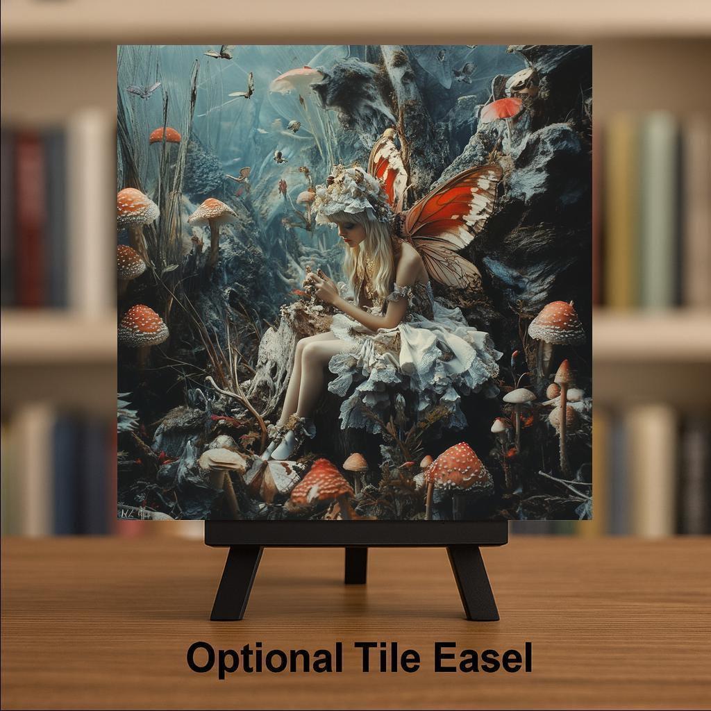 Enchanted Forest Wall Art Ceramic Tile Fairycore Gift Fantasy Decor Cottagecore Gift Woodland Fairy Tile