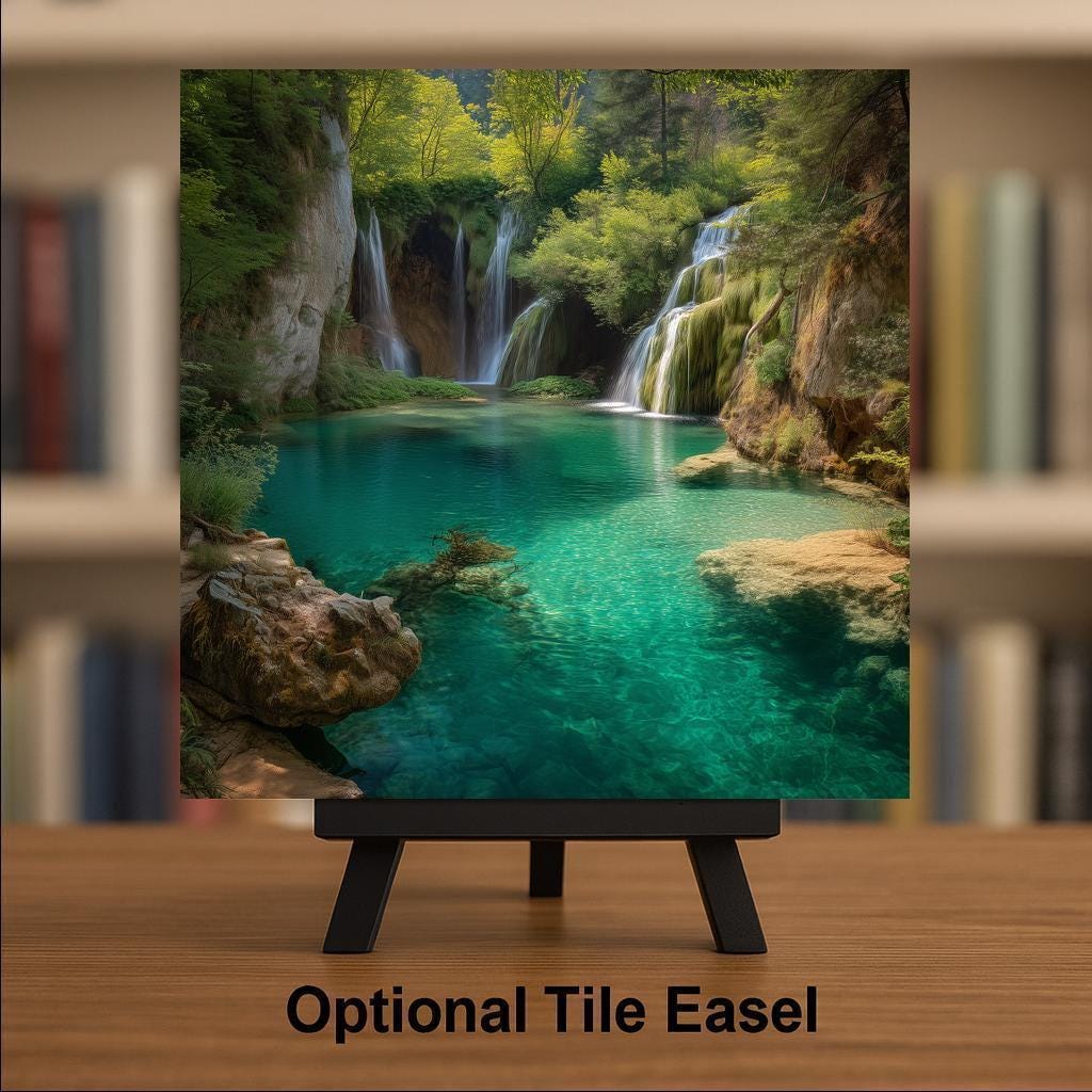 Plitvice Lakes Wall Art Ceramic Tile Croatia Gift Waterfall Decor Europe Travel Art Nature Lover Gift Tile