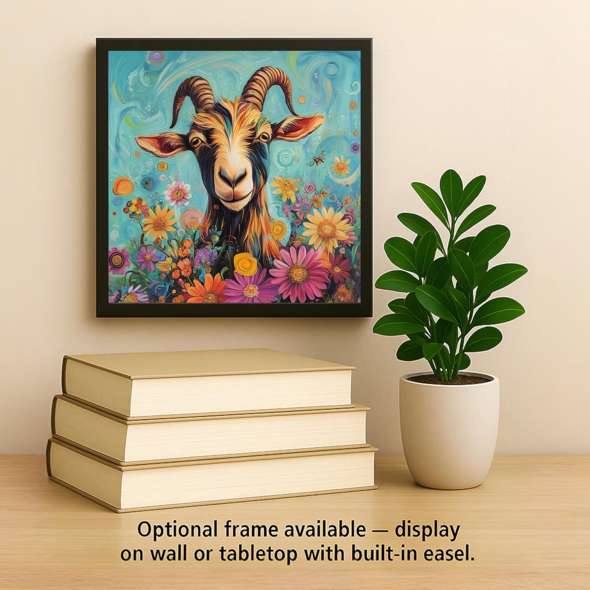 Psychedelic Goat Wall Art Ceramic Tile Funny Gift Whimsical Folk Art Decor Quirky Animal Art Goat Lover Gift Tile