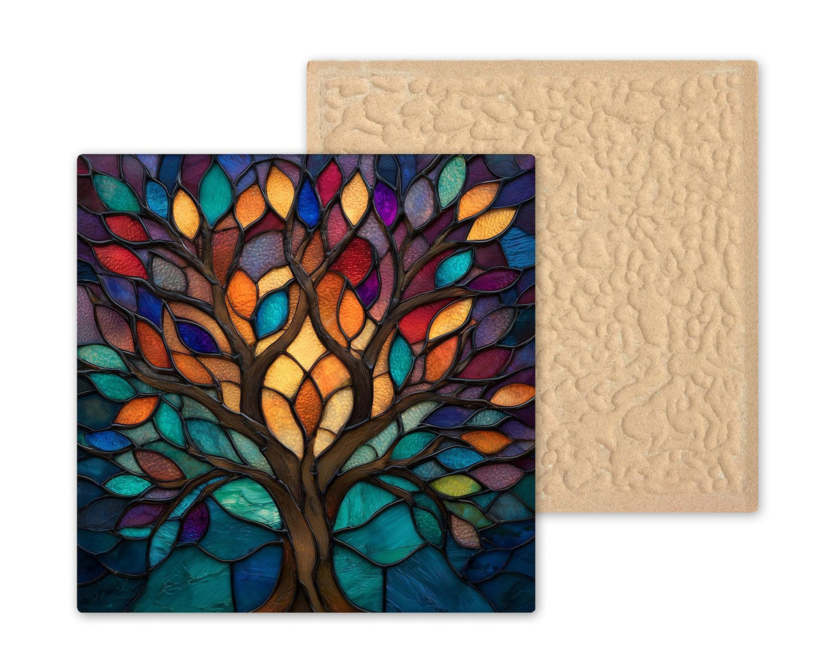 Tree of Life Wall Art Ceramic Tile Symbolic Gift Stained Glass Nature Decor Spiritual Art Meaningful Gift Tile