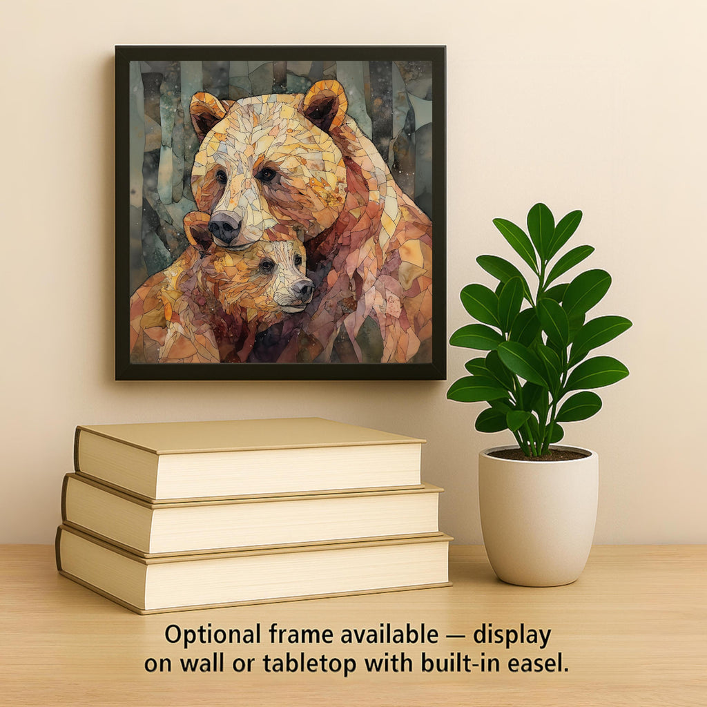 Bear and Cub Wall Art Ceramic Tile Wildlife Nursery Decor Cabin Lodge Gift Bear Lover Nature Tile