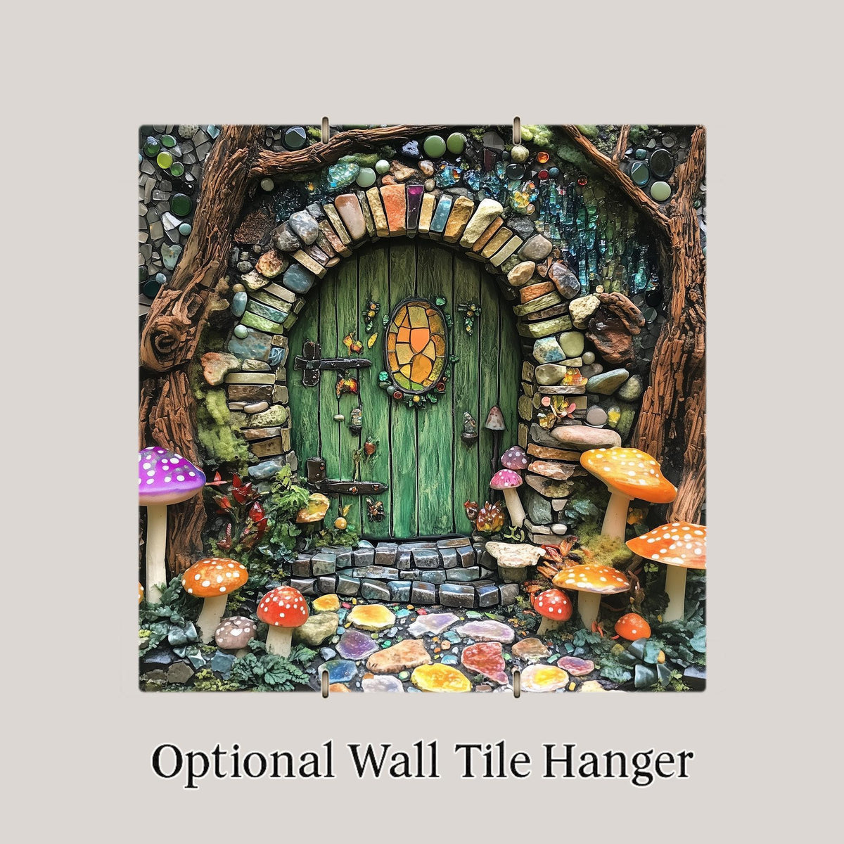 Fairy House Wall Art Ceramic Tile Stained Glass Style Enchanted Cottage Gift Fairy Lover Garden Decor Nature