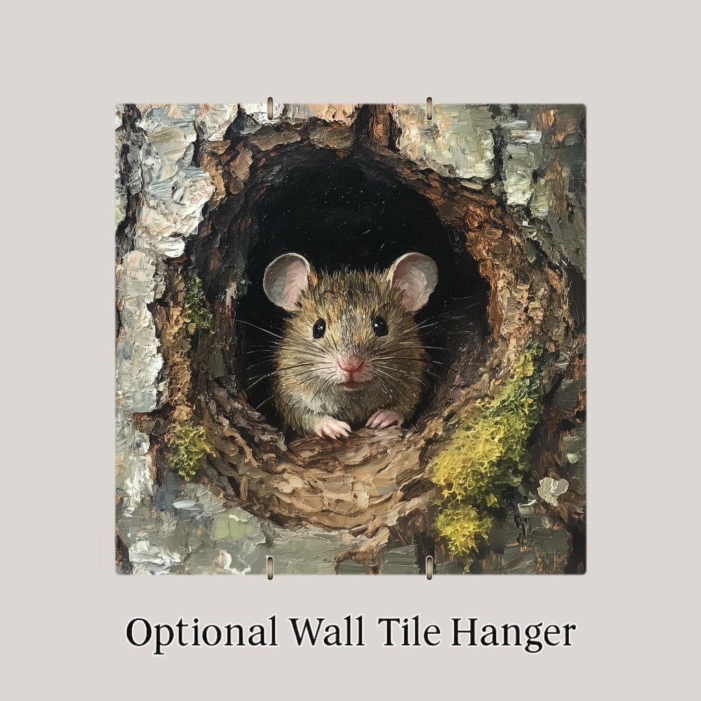 Woodland Mouse Wall Art Ceramic Tile Stained Glass Style Wildlife Forest Gift for Her Nature Decor Art