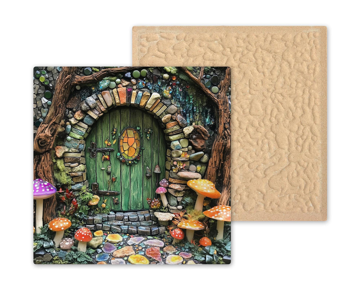Fairy House Wall Art Ceramic Tile Stained Glass Style Enchanted Cottage Gift Fairy Lover Garden Decor Nature
