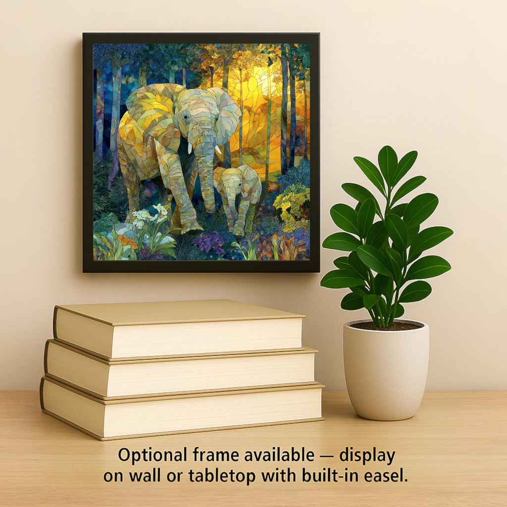 Elephant Wall Art Ceramic Tile Mother Baby Gift Wildlife Nursery Decor Elephant Lover Gift Nature Tile