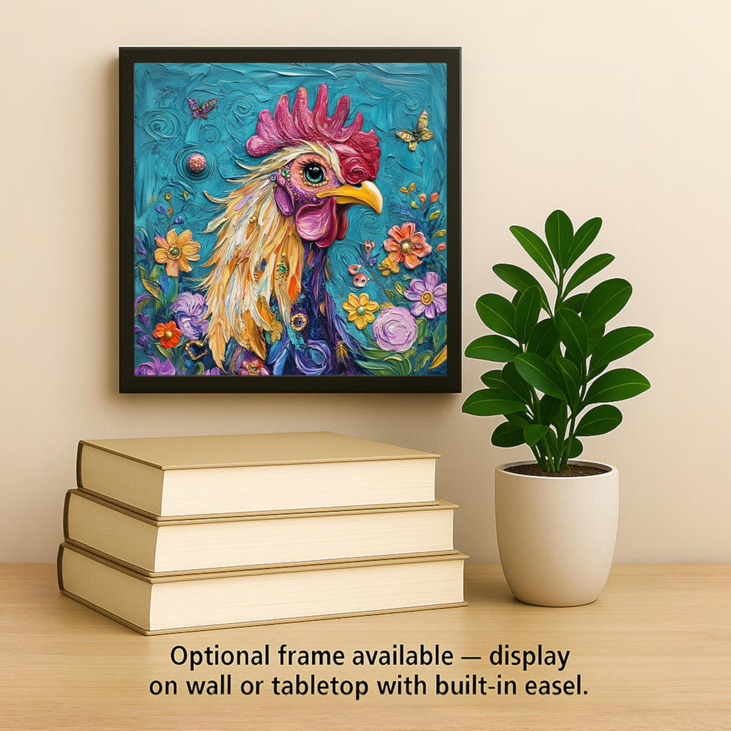 Rooster Wall Art Ceramic Tile Stained Glass Style Farmhouse Gift Rustic Kitchen Nature Country Decor Art