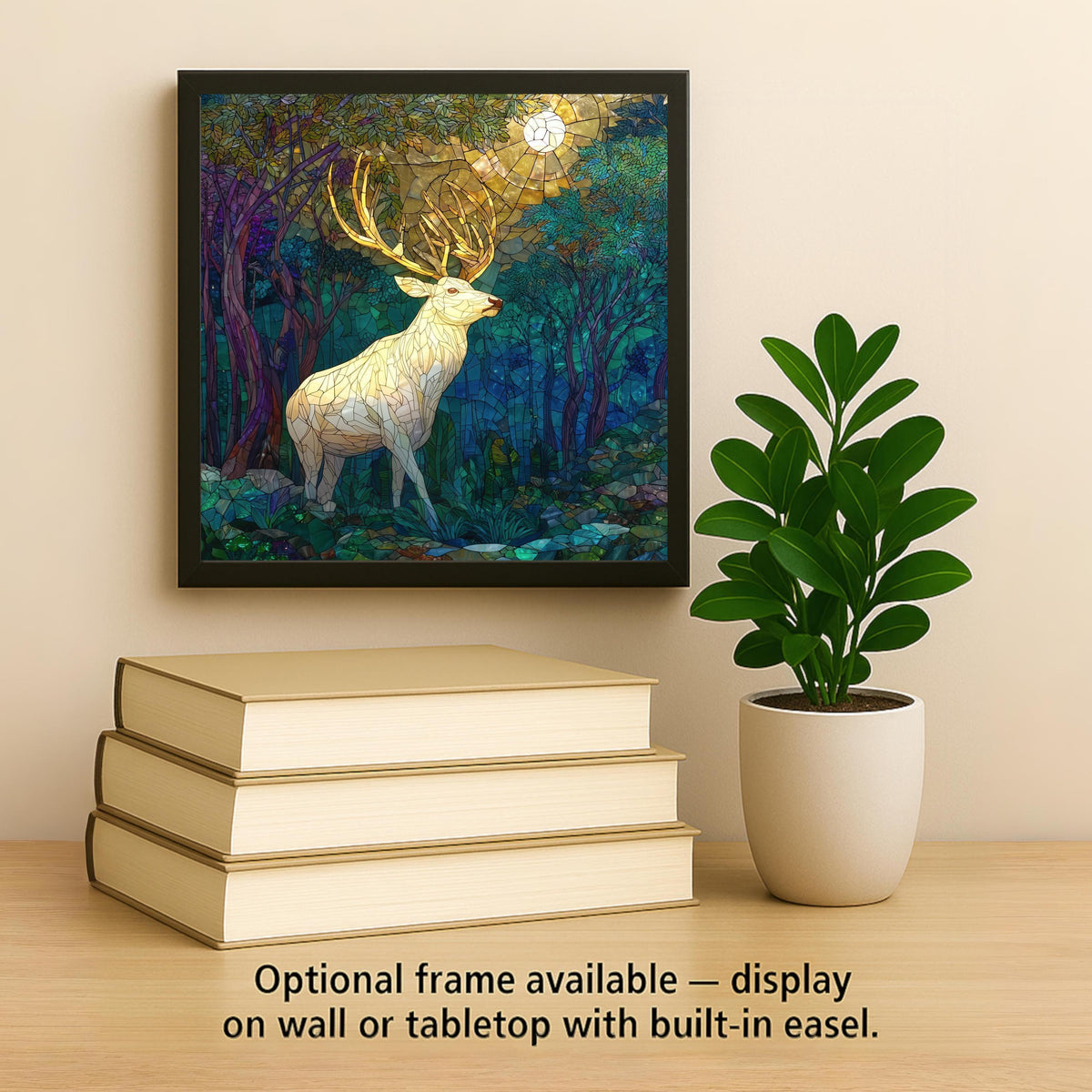 White Stag Wall Art Ceramic Tile Magical Forest Decor Woodland Gift Nature Lover Art