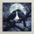 Celebrate the elegance of nature’s most mysterious birds. This ceramic tile wall art home decor showcases a stunning wildlife-inspired portrait of two crows under a full moon, rendered with lifelike feather texture, accurate posturing, and realistic light effects. Cherry blossoms bloom around them, a gentle reminder of fleeting beauty and seasonal change. Ideal for bird lovers, this tile makes a unique and meaningful gift for those who admire crows and their clever, loyal behaviors.