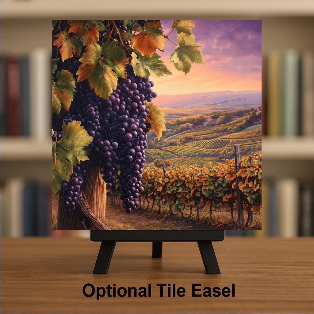 Tuscany Vineyard Ceramic Art Tile: Mediterranean Wall Decor Kitchen Accent Tuscan Home Decor Wall Art Wine Vineyard Tuscan Italian Kitchen