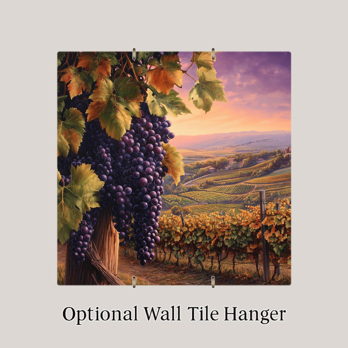 Tuscany Vineyard Ceramic Art Tile: Mediterranean Wall Decor Kitchen Accent Tuscan Home Decor Wall Art Wine Vineyard Tuscan Italian Kitchen
