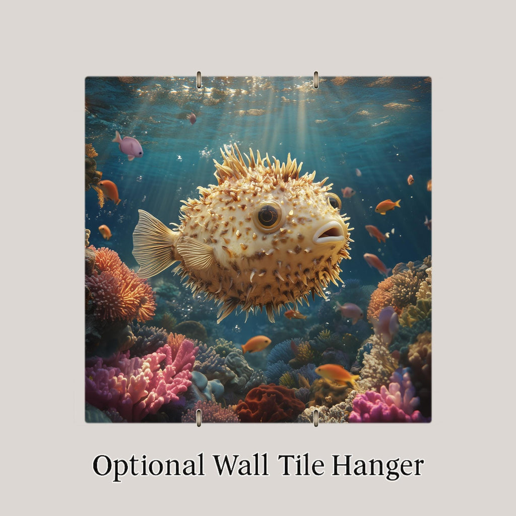 Pufferfish Wall Art Ceramic Tile Coastal Gift Beach House Decor Bathroom Art Ocean Lover Gift Fish Tile