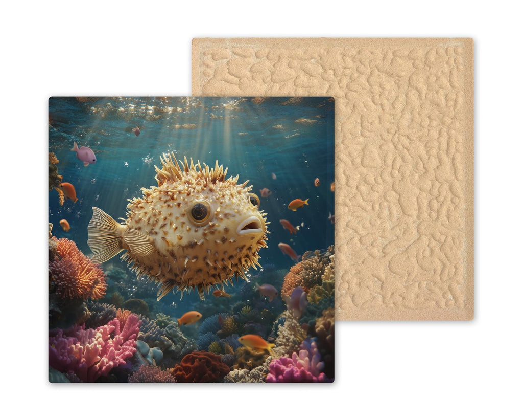 Pufferfish Wall Art Ceramic Tile Coastal Gift Beach House Decor Bathroom Art Ocean Lover Gift Fish Tile