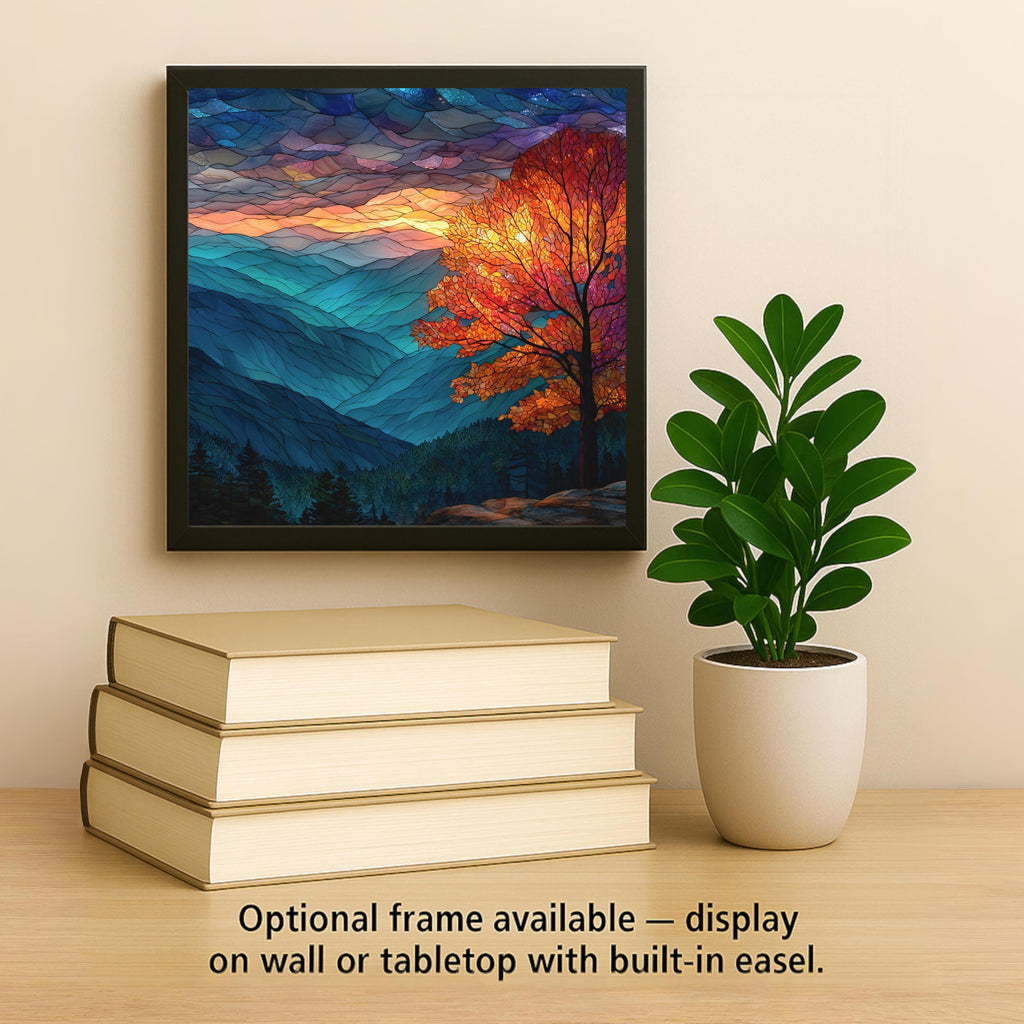 Blue Ridge Mountains Sunrise Wall Art Ceramic Tile Mosaic Style Landscape Decor Nature Inspired Home Gift