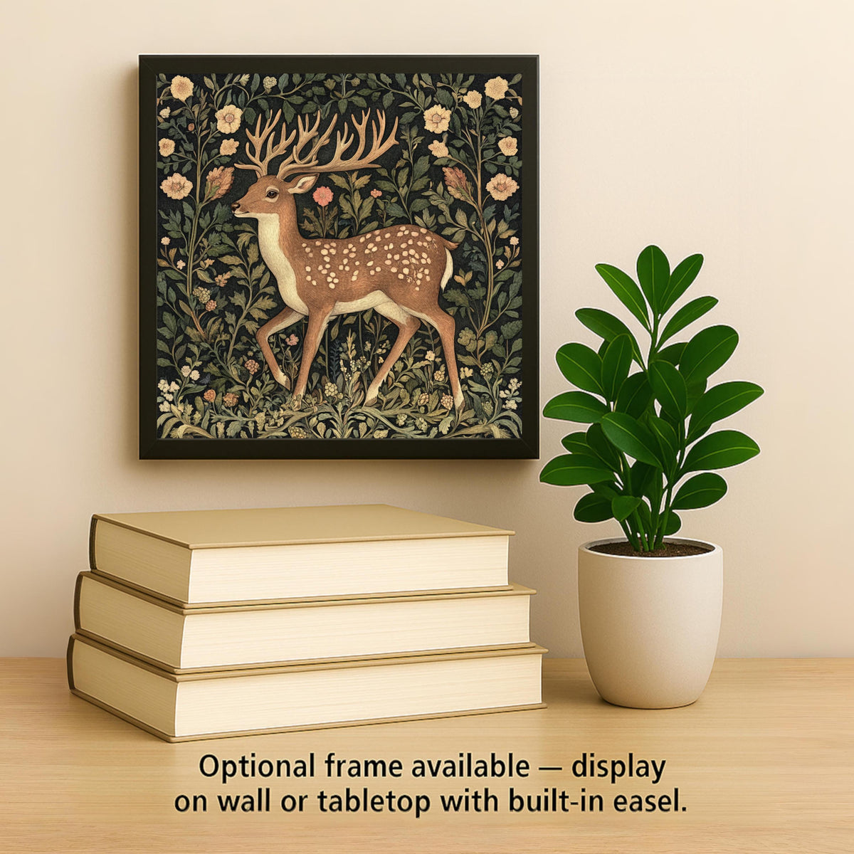 Deer William Morris Ceramic Art Tile: Cabin Wall Decor Nature Lover Gift Woodland Home Decor Wall Art
