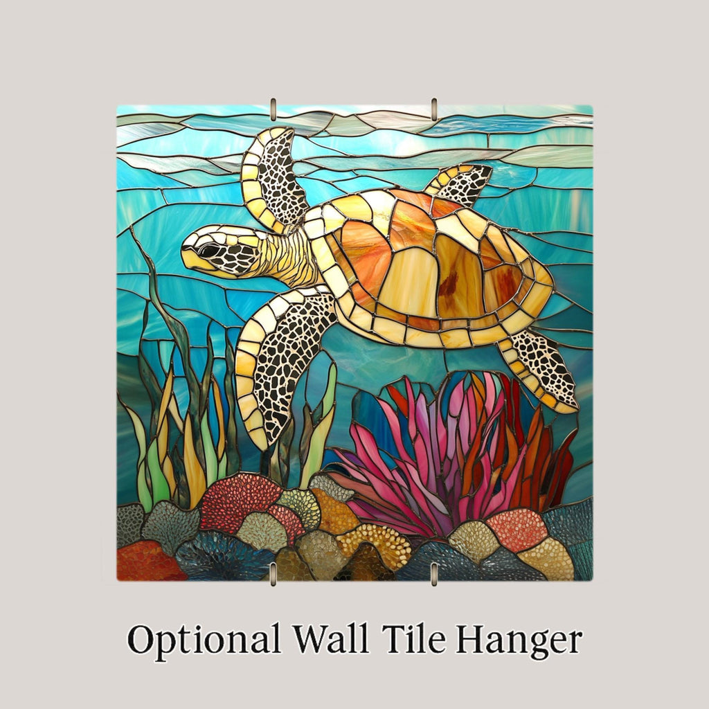 Sea Turtle Reef Wall Art Ceramic Tile Ocean Reef Gift Coastal Decor Reef Art Turtle Lover Gift Art Tile