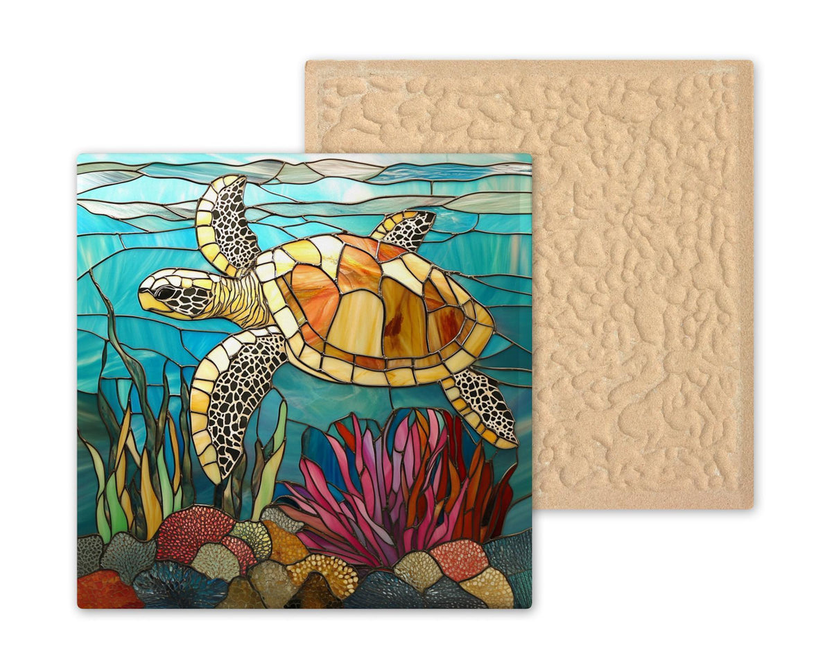 Sea Turtle Reef Wall Art Ceramic Tile Ocean Reef Gift Coastal Decor Reef Art Turtle Lover Gift Art Tile