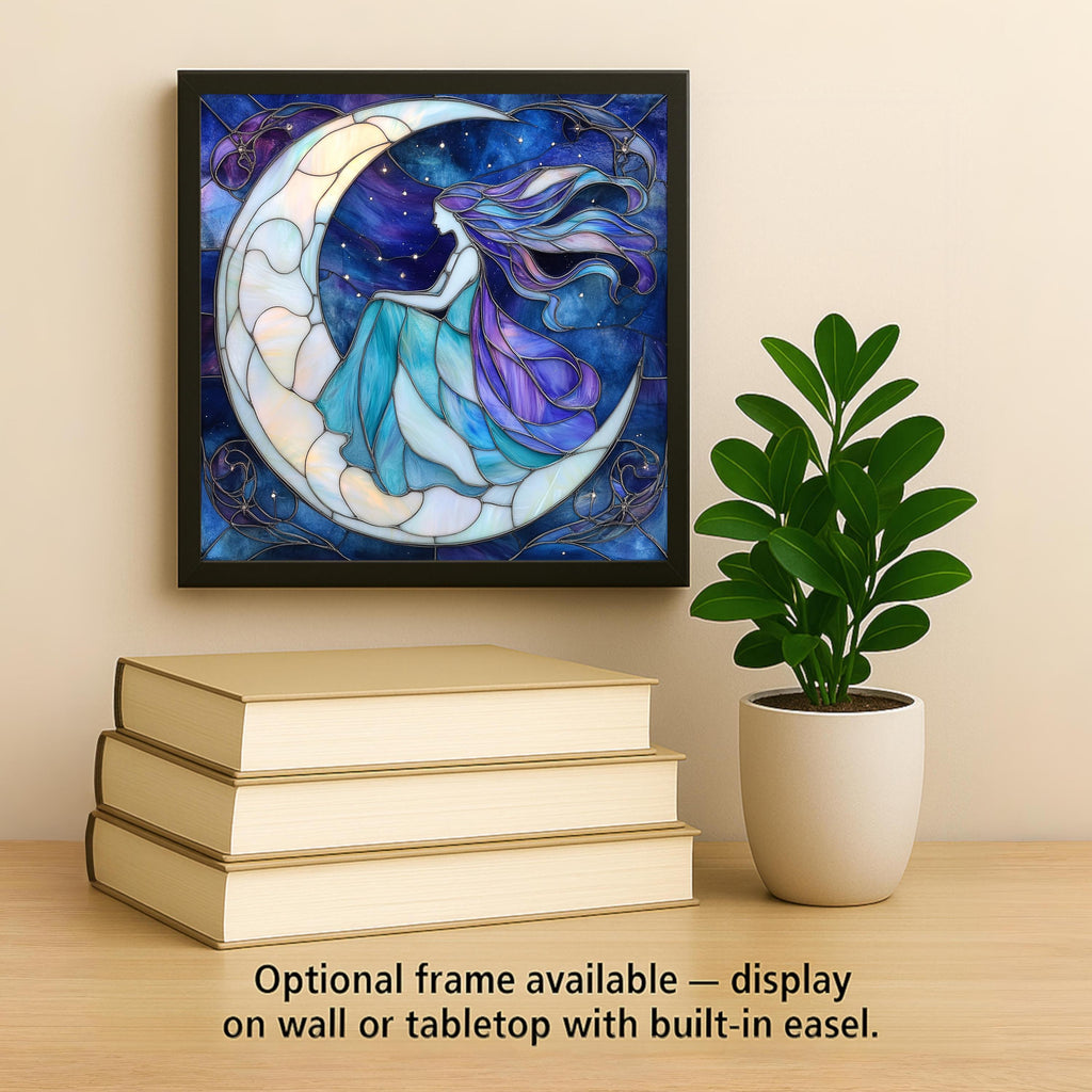 Moon Goddess Ceramic Art Tile: Night Sky Wall Decor Mystical Home Decor Celestial Wall Art Lunar Goddess Witchy Moon Celestial Night Art