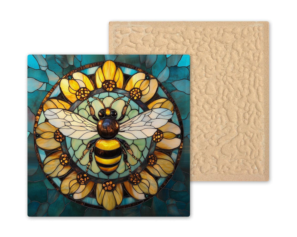 Bee Mandala Wall Art Ceramic Tile Garden Gift Sacred Geometry Decor Cottagecore Art Bee Lover Gift Tile