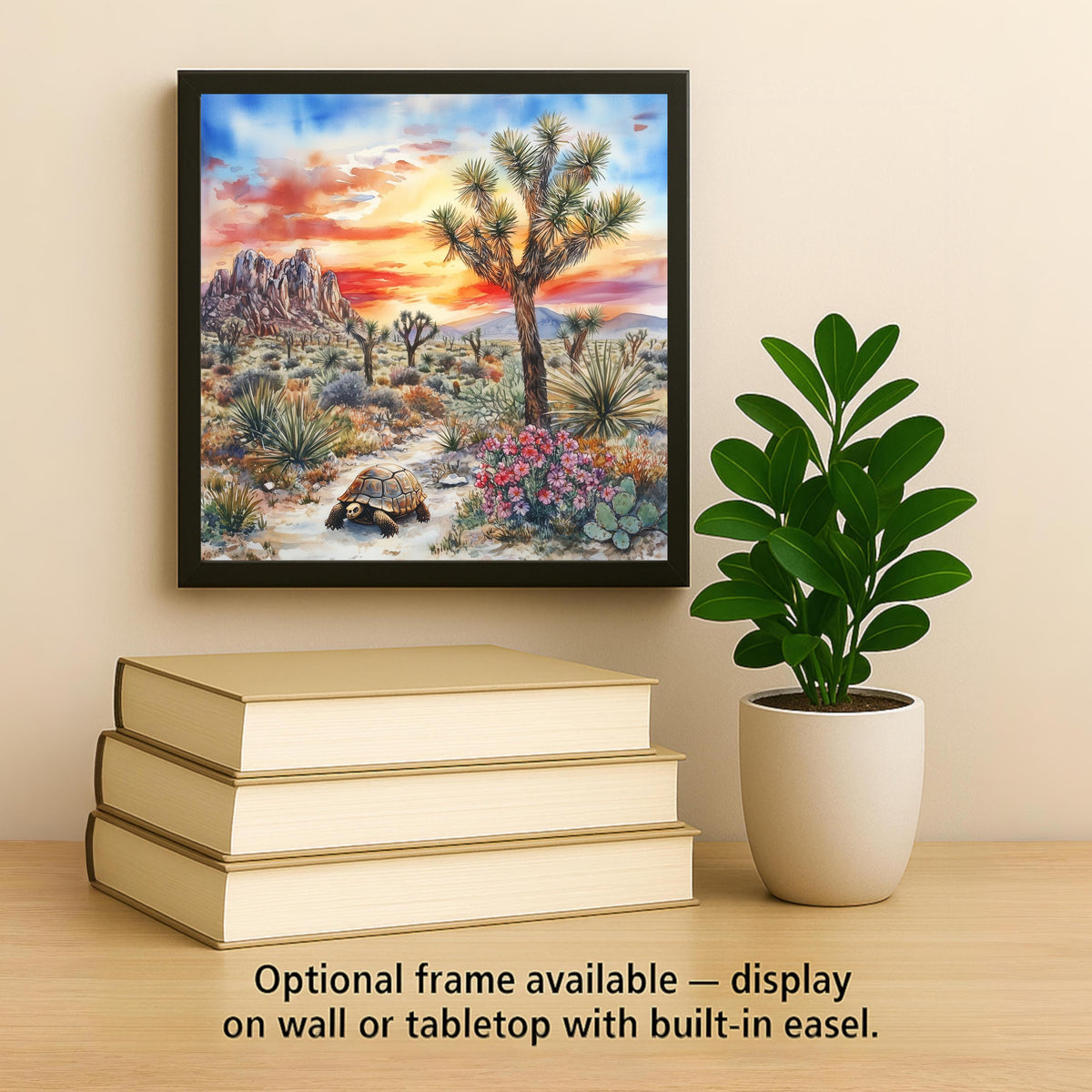 Joshua Tree Wall Art Ceramic Tile Desert Gift Tortoise Cactus Art California Decor Southwest Nature Tile