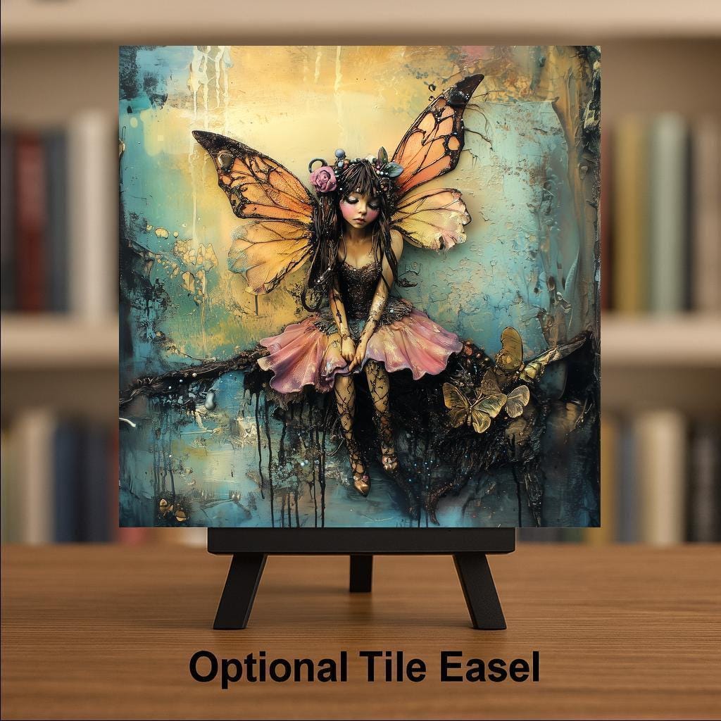 Coquette Fairy Ceramic Art Tile: Whimsical Wall Decor Cottagecore Gift Fantasy Home Decor Wall Art