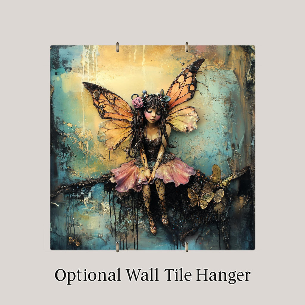 Coquette Fairy Ceramic Art Tile: Whimsical Wall Decor Cottagecore Gift Fantasy Home Decor Wall Art