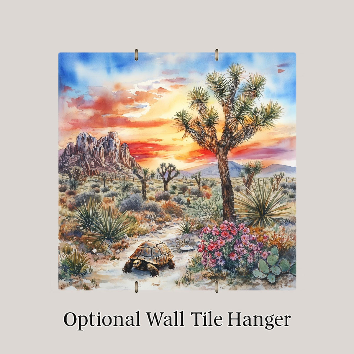 Joshua Tree Wall Art Ceramic Tile Desert Gift Tortoise Cactus Art California Decor Southwest Nature Tile