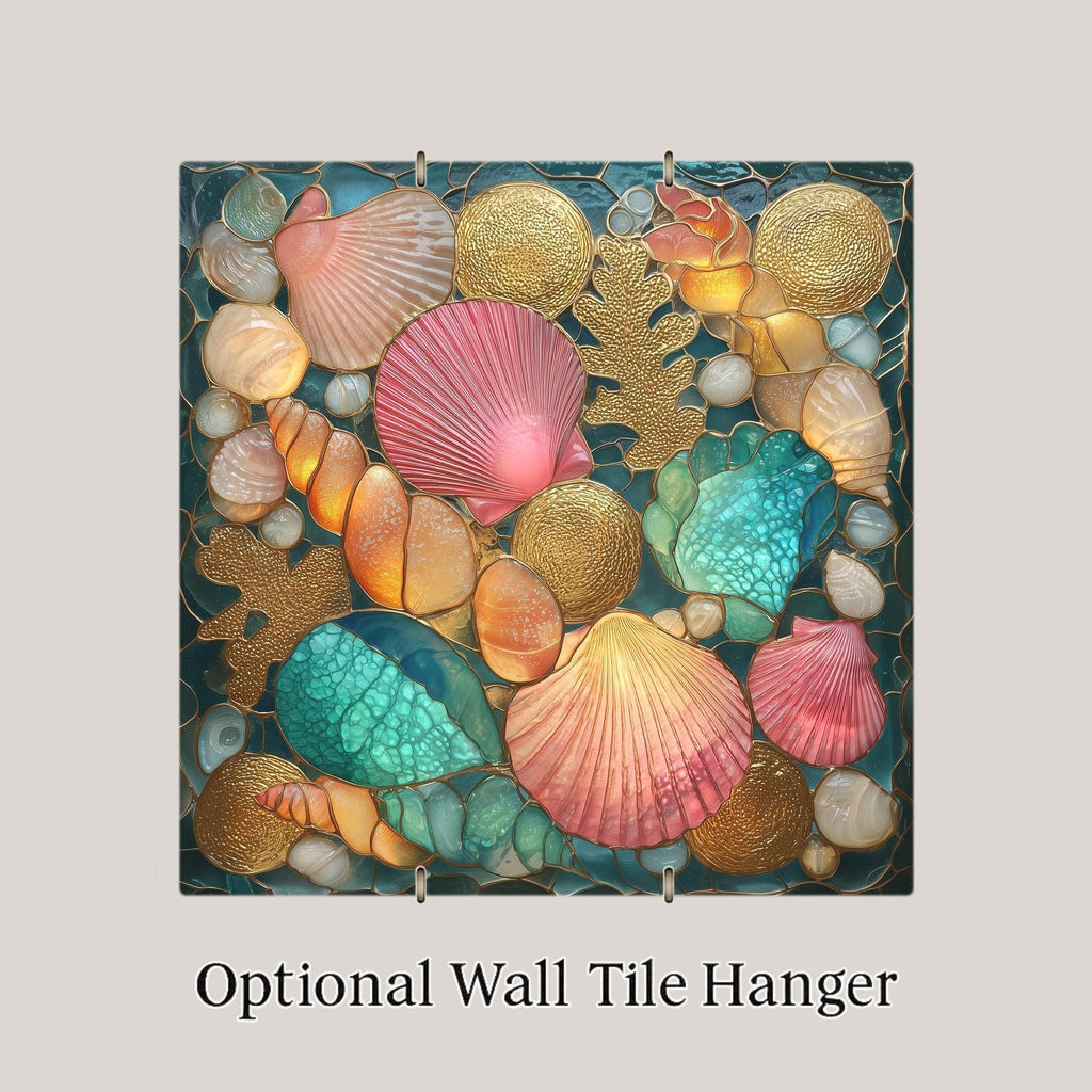 Seashell Wall Art Ceramic Tile Beach Inspired Gift Nautical Ocean Decor Coastal Art Nature Gift Tile